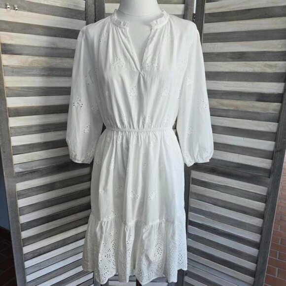 Women's Bishop 3/4 Sleeve Eyelet A-Line Dress | Knox Rose | Small - Picture 1 of 10